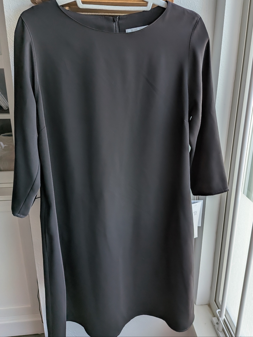 Caroline Rose NWT Black Matte Crepe Shift Dress w/ Pockets Size XS Made in USA